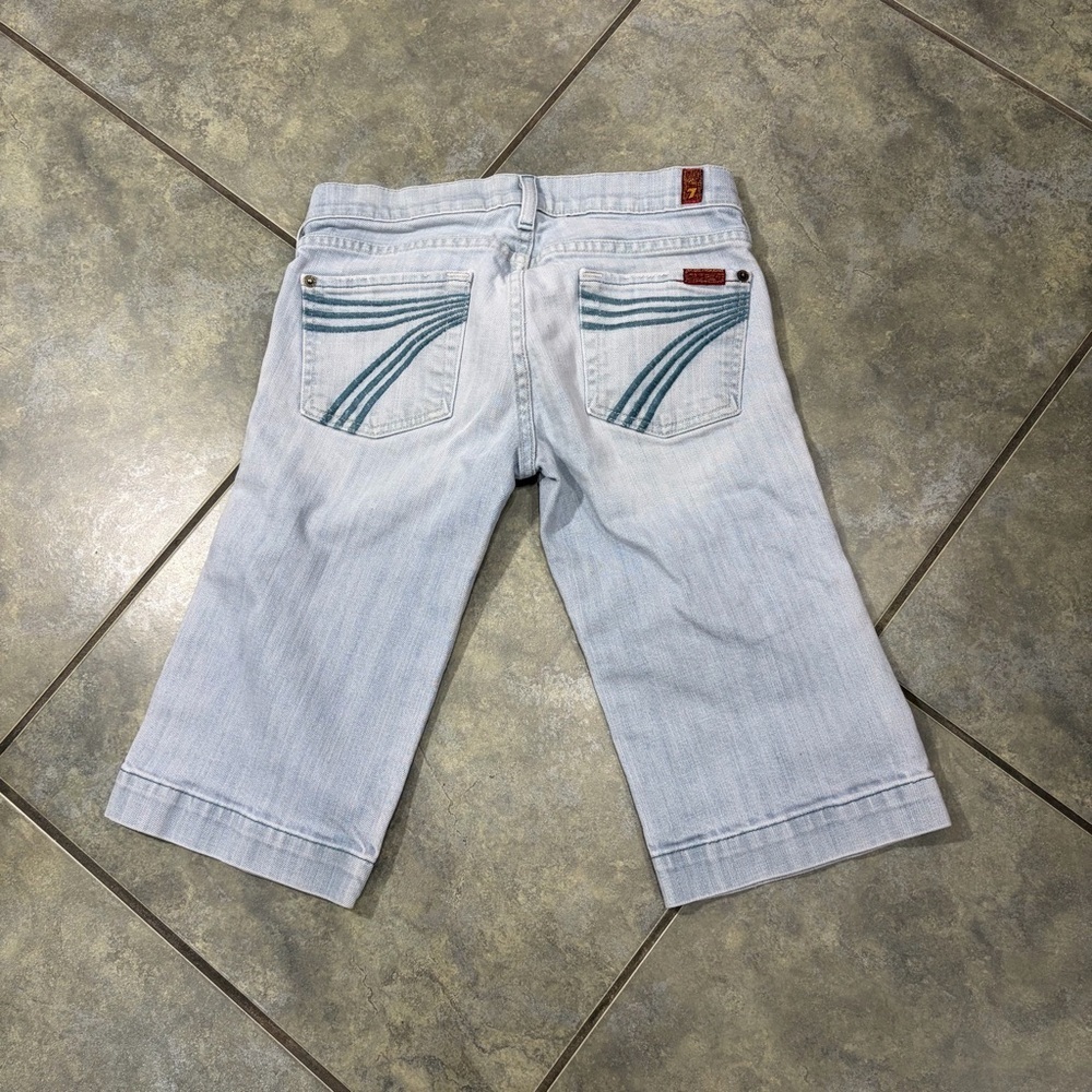 7 For All Mankind Sz 25 Dojo Bermuda Jeans Denim Shorts Light Wash Y2K Preppy